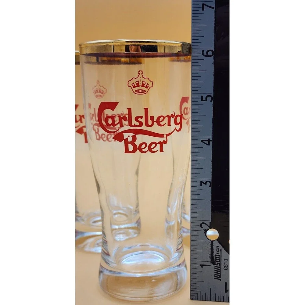 1970s Denmark CARLSBERG BEER Red Crown 12oz ACL Glass Tavern Trove